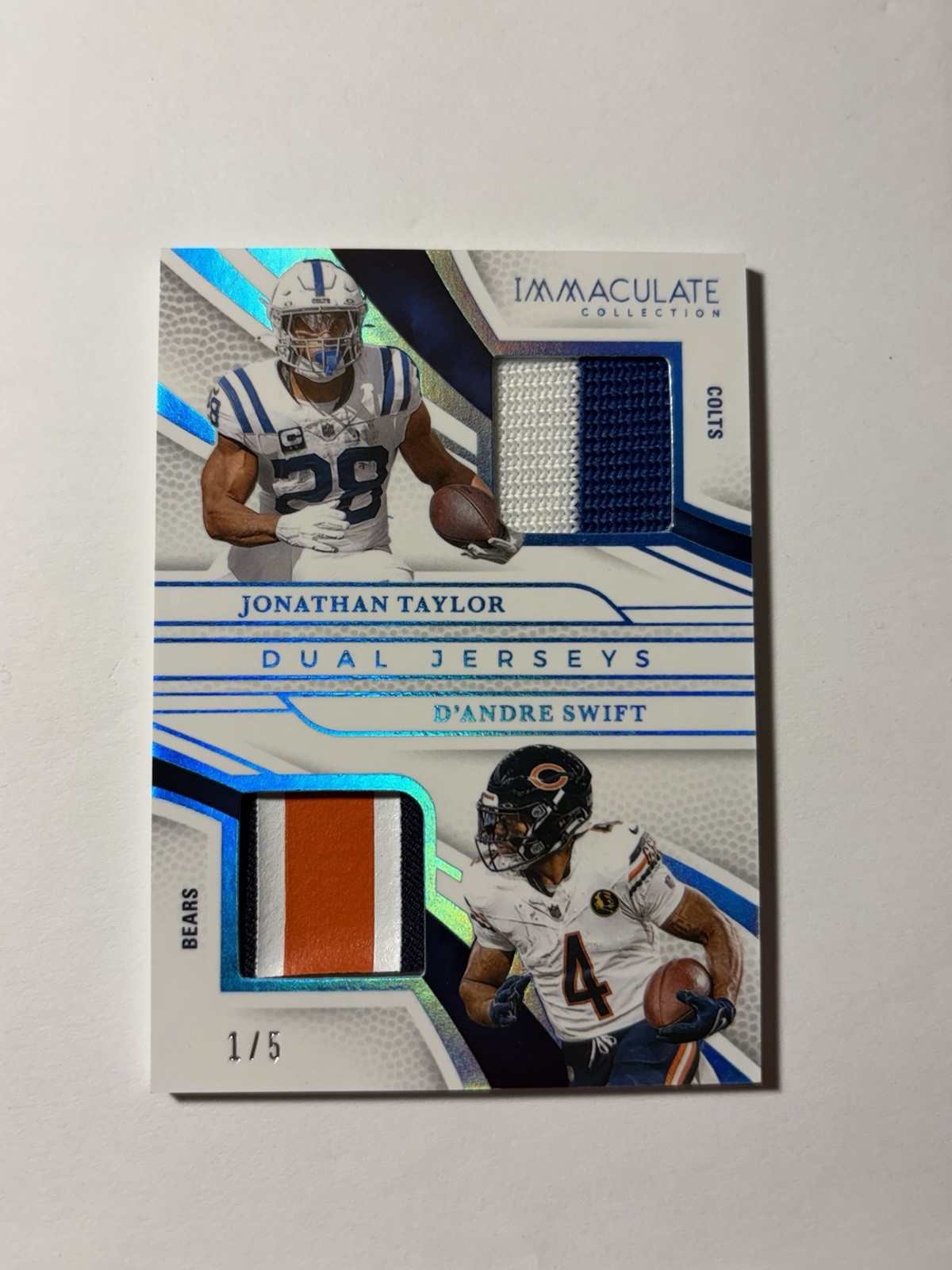 2025 Panini Immaculate Dual Jerseys IDJ-TH Jonathan Taylor/D'Andre Swift 1/5