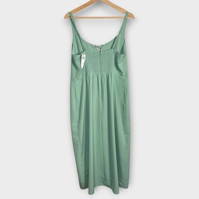Abercrombie & Fitch A&F Corset Lace-Up Midi Dress Large Sage Green Side  Slit NWT | eBay