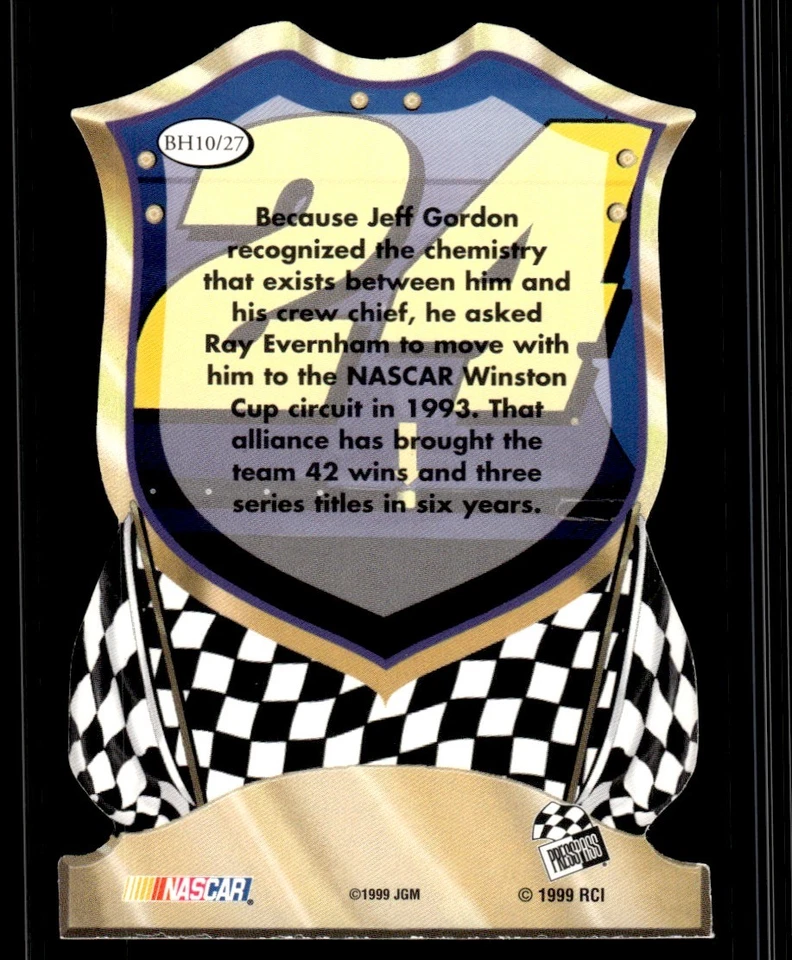 1999 Press Pass Badge of Honor Die Cut Jeff Gordon  #BH10 - Image 2 of 2