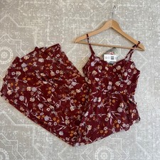 NWT Lily Rose Floral Print Midi Dress Burgundy Spaghetti Strap Women XS