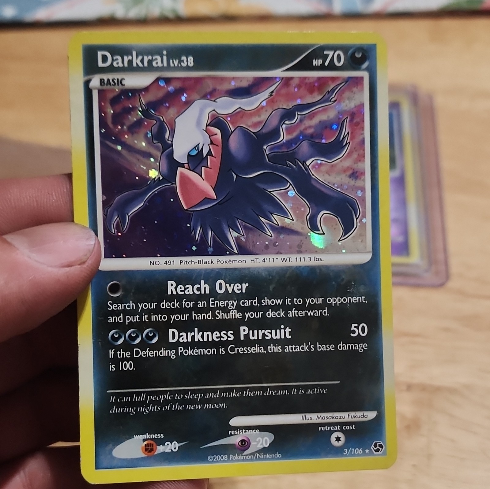 Pokemon TCG Darkrai 3/106 Great Encounters English Holo Rare 70 HP Basic
