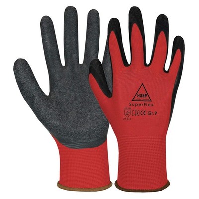 10 Paar Hase Superflex Arbeitshandschuhe mit Latexbeschichtung, Rutschfeste