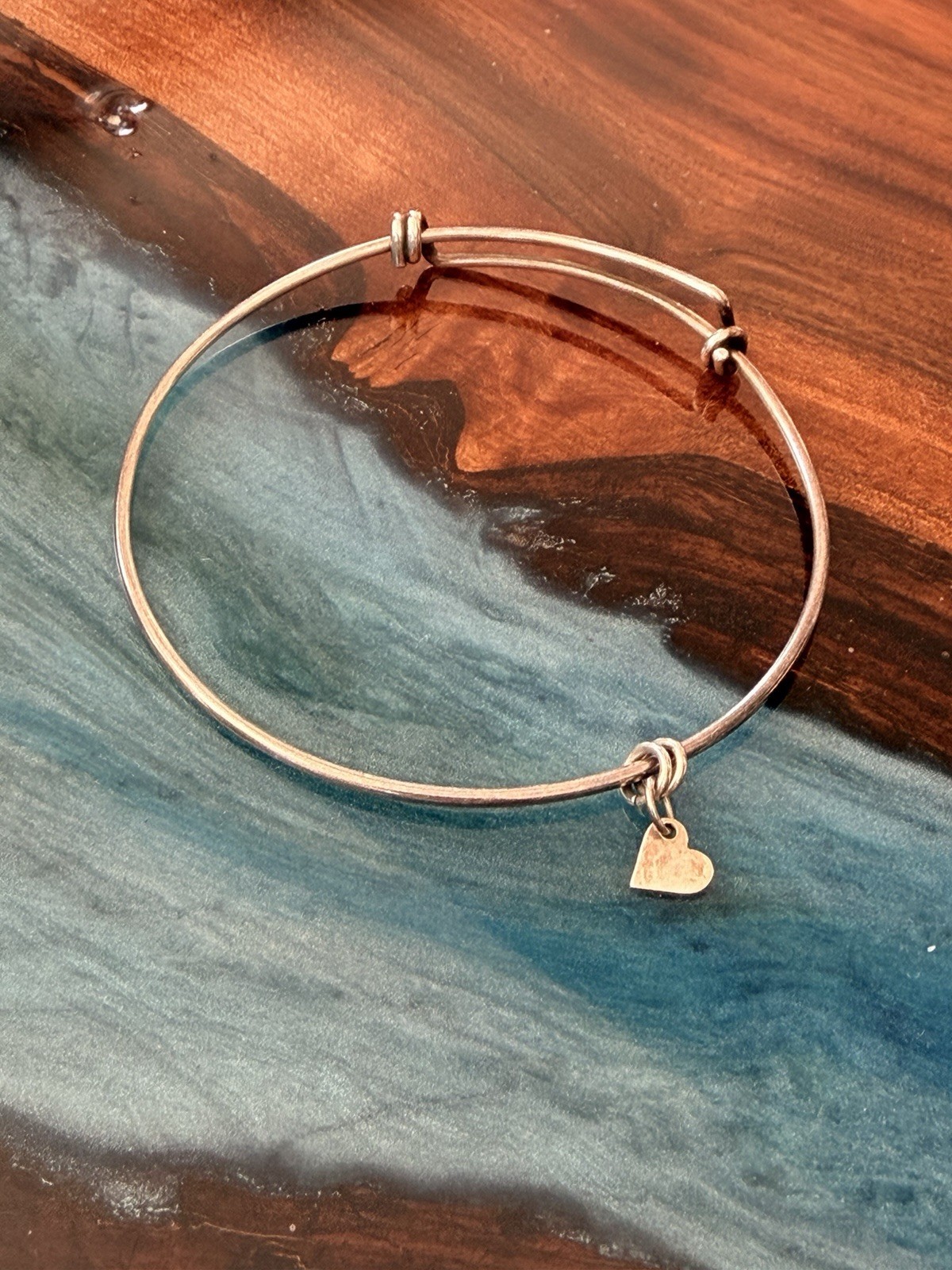 Sterling Silver Expandable Bangle Plain Simple Ad… - image 2