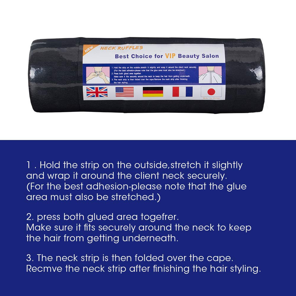Disposable Paper Barber Neck Strips - 5 Rolls 500 Strips Black Professional Stre