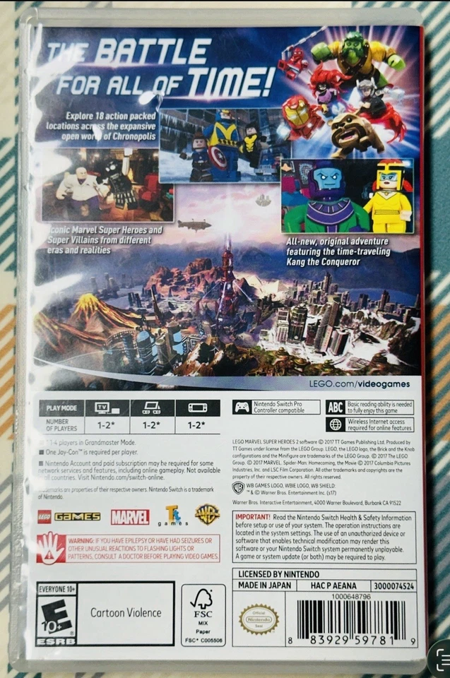 Marvel Super Heroes 2 Nintendo Switch Probado/Funciona Completo Con Estuche H768 Foto 2 de 4