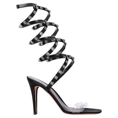 Valentino Garavani Rockstud hochhackige Damen-Wickelsandaletten aus Leder Bl Größe