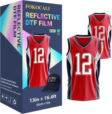 USA 13in x 16.4ft Reflective DTF Film Roll Cold Peel For Heat Transfer Printing