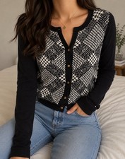 Tommy Hilfiger Cardigan in Schwarz/Weiß   Gr...