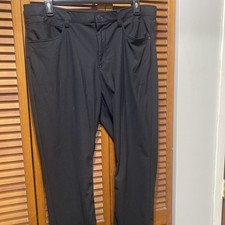 Chaps Pants Mens 38x28 Black Slim Tapered Performance Stretch Casual