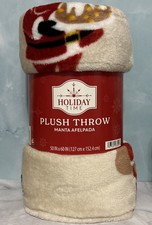 Holiday Time Plush Santa Christmas Color Throw Blanket In Super Soft 50x60  NEW