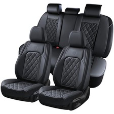 Universal Fit Car Seat Covers Full Set, Faux Leather Front and Back Seat Covers