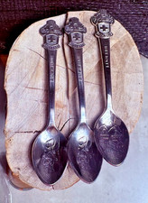 Vintage Rolex Bucherer Switzerland Lucerne Lugano 3 Collector Souvenir Spoons