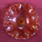 Vintage Marigold Bowl Carnival Glass Floral Fluted Depression Glass.