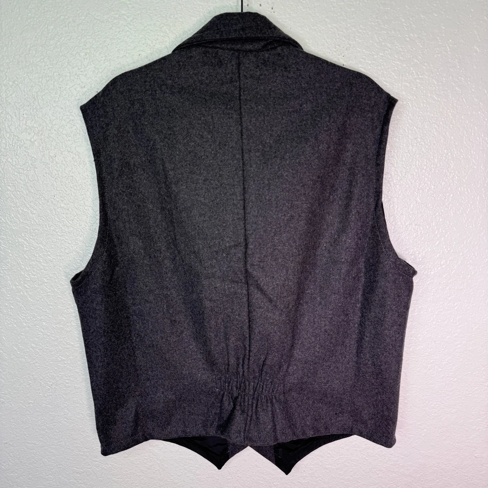 Schaefer Outfitter Cattle Baron Vest Mens XL Wool Western Ranchwear Charcoal - Image 2 of 4