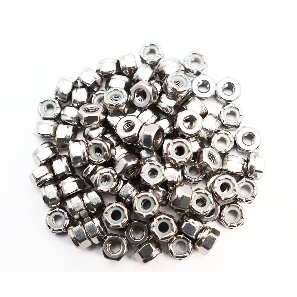 #6-32 Lock Nuts, 100Pcs Stainless Steel Nylock (100 pcs), Polished