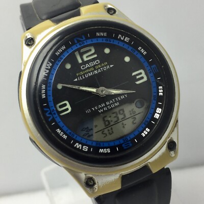 Casio Illuminator Fishing Gear 3768 AW-82 Ana-Digi Quartz Vintage Men s Watch