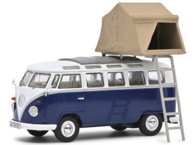 VW Volkswagen T1b Samba Bus mit Dachzelt - blue / white - SCHUCO 1:43 |  eBay.de