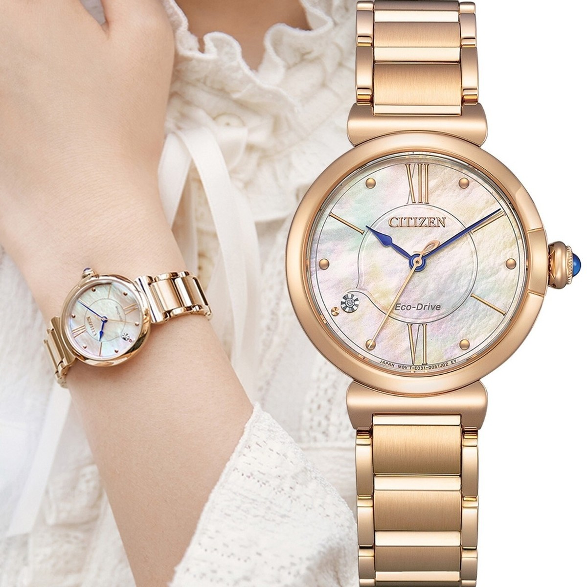 Citizen L EM1073-85Y Eco-Drive Maybells Rose Gold Sapphire Ladies