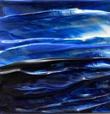 STORMY BLUE OCEAN Acrylic Seascape Miniature Painting 2"x2"  Julia Garcia NEW