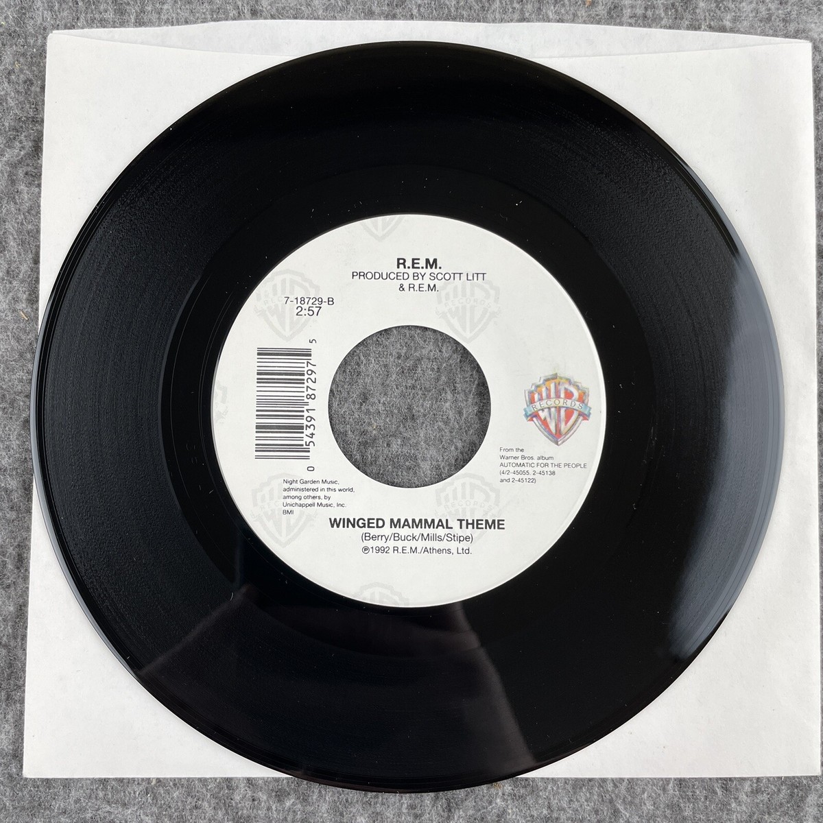 R.E.M. Drive / Winged Mammal Theme 45 Warner Bros. 7-18729 NEW