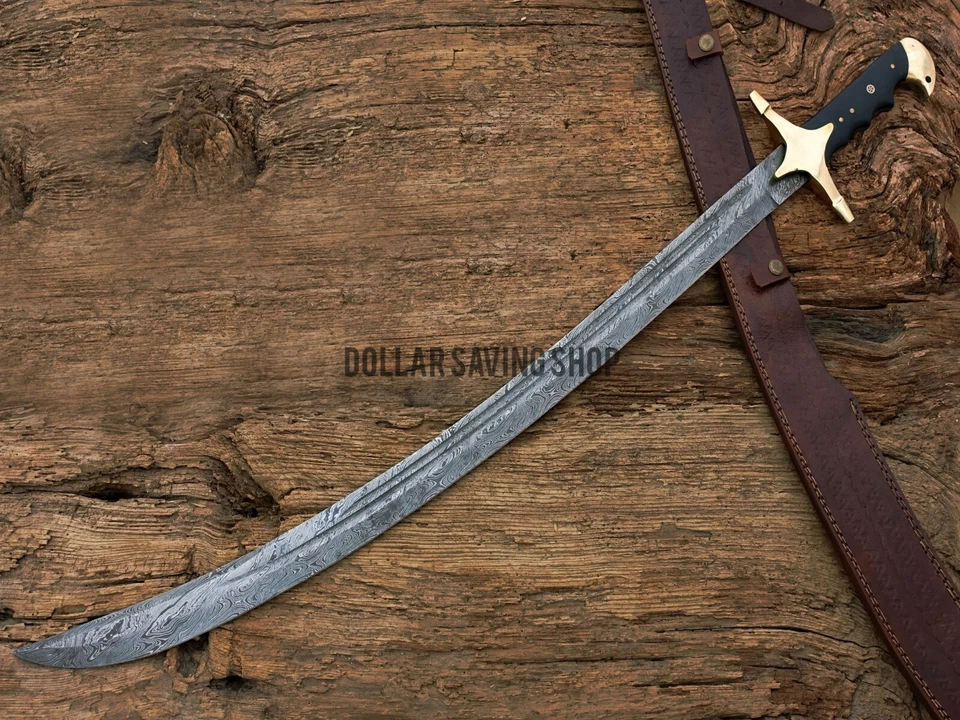 Espada árabe de acero Damasco forjada a mano, espada persa hecha a mano, espada pirata. Foto 3 de 4