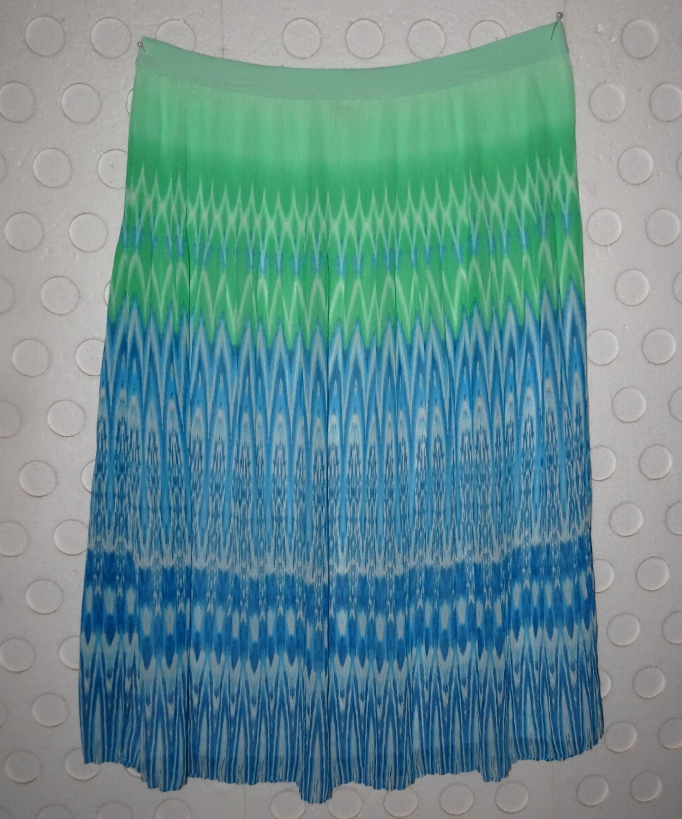 RUBY RD Pleated Chiffon Geometric Maxi Skirt Elas… - image 1