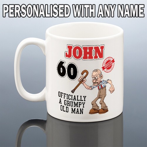 60. GEBURTSTAG TASSE Männer lustig Geburtstagsgeschenk Ihn Papa Opa 60 mürrisch alter Mann Tasse - Bild 1 von 3