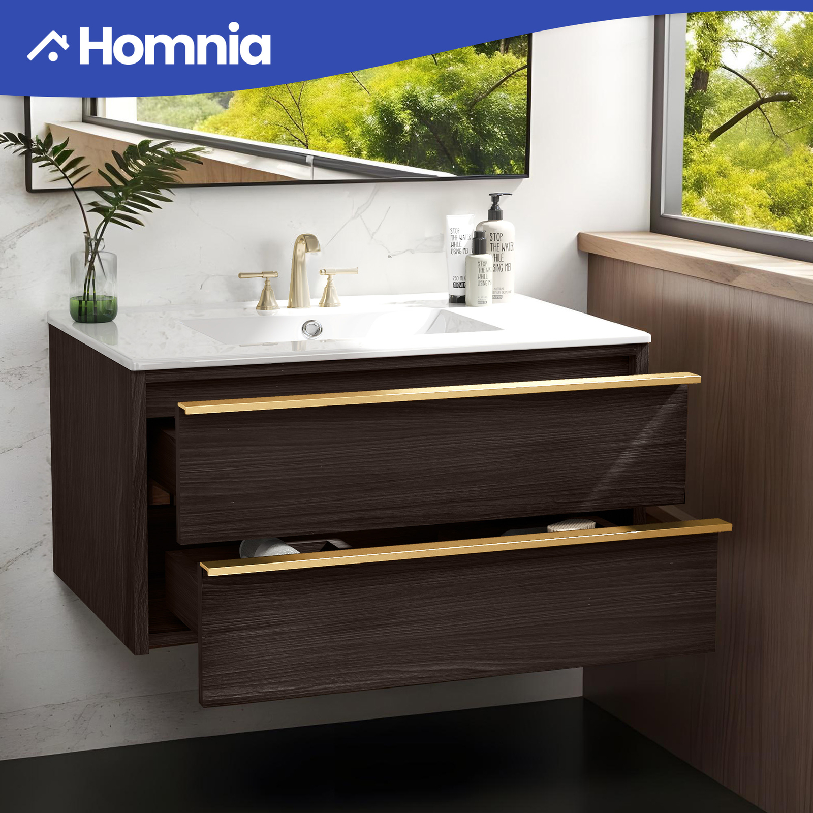 36 in Wall Mounted Floating Bathroom Vanity Sink Combo Storage Cabinet Drawers