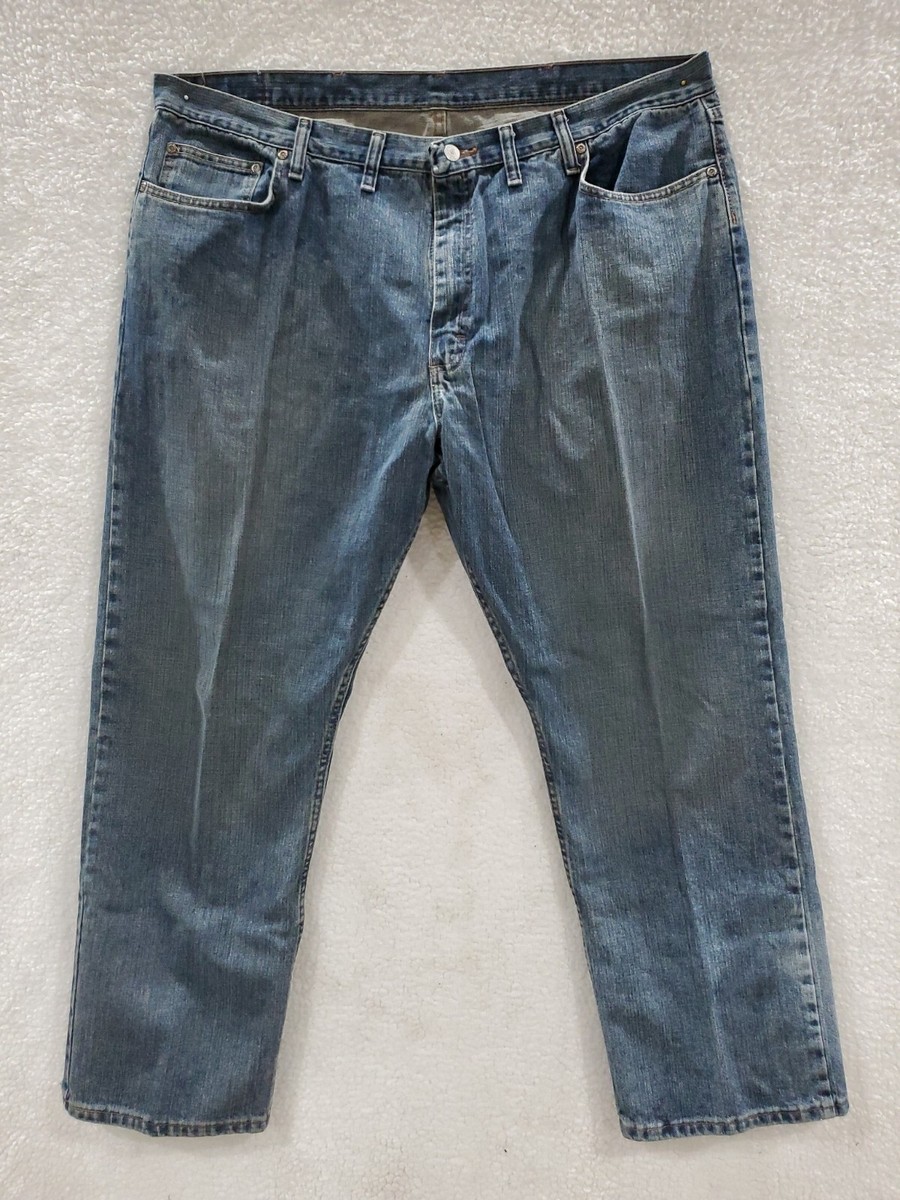 Wrangler Men's 44 X 30 Blue Stone Wash Relaxed Fit Straight Jeans