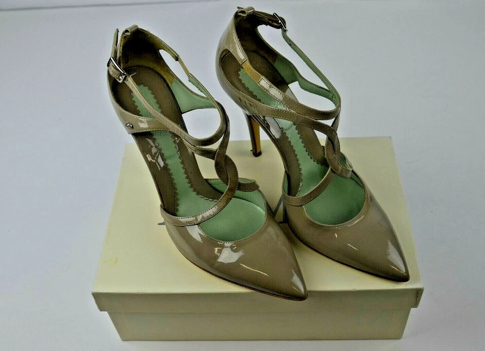 Женские туфли-лодочки Sportmax размер 39 с заостренным носком на ремешках каблук бежевый носок 9 США высокий каблук - Изображение 2 из 4