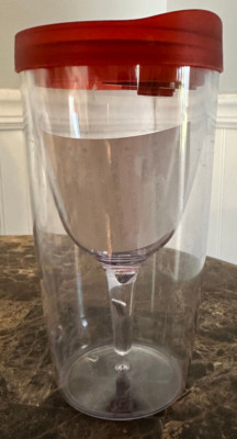 THERMO STEEL WINE 2 GLASS GO TUMBLER RED NEW