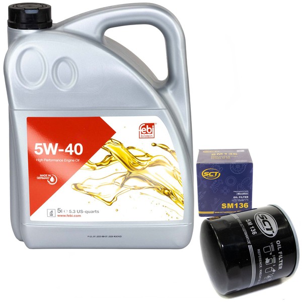 MotoröL Set 5W-40 5 Liter + ÖLfilter SM 136 FüR Audi A6 100 VW Transporter IV-image
