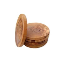 6Er Set Untersetzer Rund Ø Ca. 12 Cm Aus Olivenholz