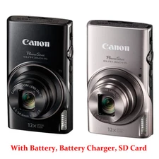 Canon Powershot ELPH 360 HS Digital Camera 12x Optical Zoom 20.2MP Silver/ Black