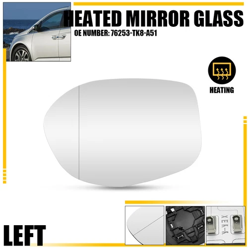Door Mirror Glass Heated Driver Left Side For Honda Odyssey 2014 2015 2016 2017