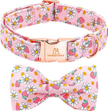 Dog Collar Bow Collar Pink Dog Collar with Bow Tie Spring Summer Cute Collar Dog