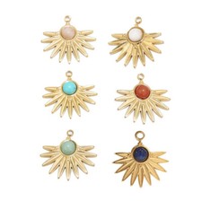 10pcs Gold Stainless Steel Natural Stone Charms Pendants Earring Necklace Making