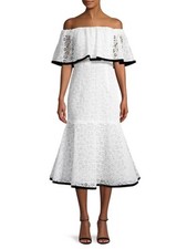 New CAROLINA HERRERA Off-The-Shoulder Lace Sheath Dress Made USA Size 4 ($3990)