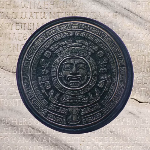 MAYAN DOOMSDAY CALENDAR PATCH embroidered iron-on AZTEC SUN STONE PIEDRA DEL SOL