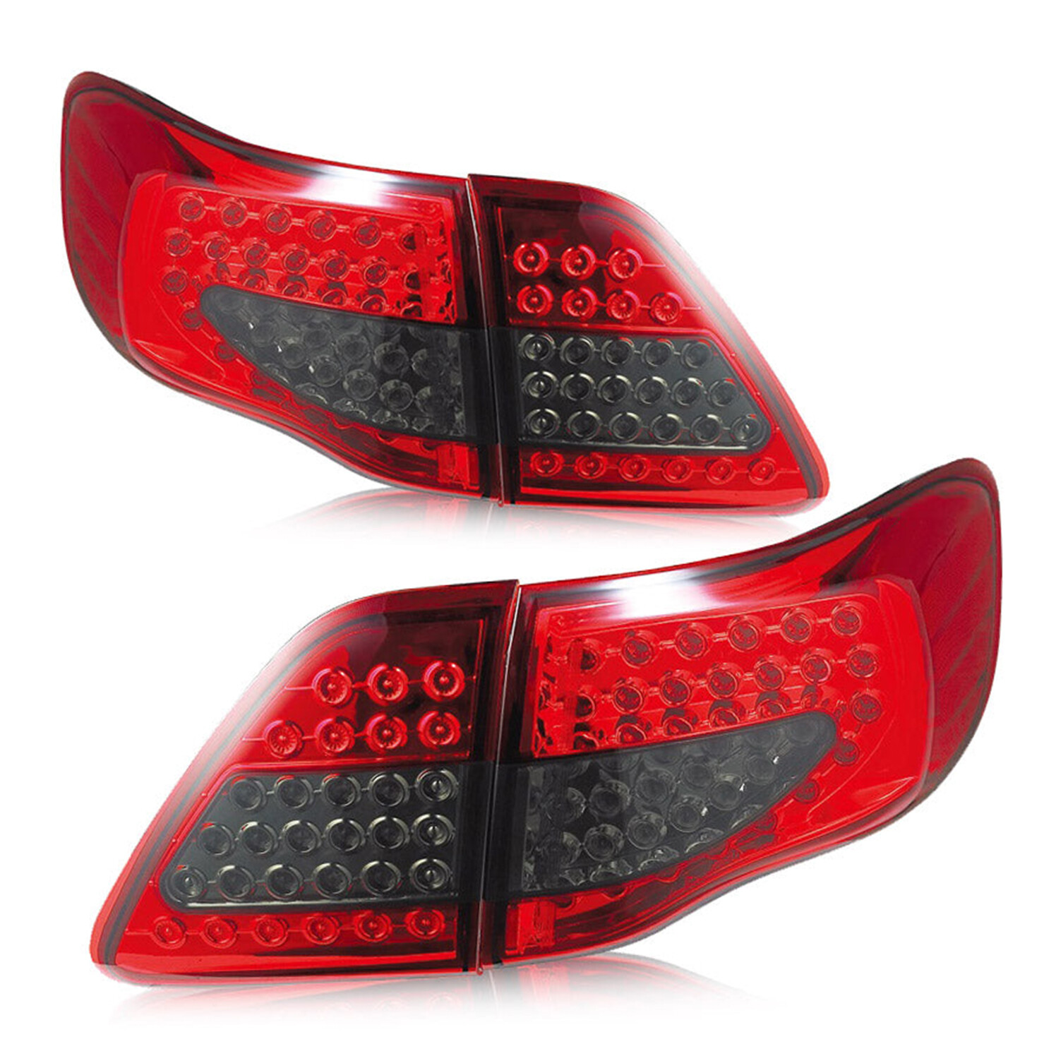VLAND LED Smoked Red Tail Lights Fit 2008-2011 Toyota Corolla Rear Brake Lamps