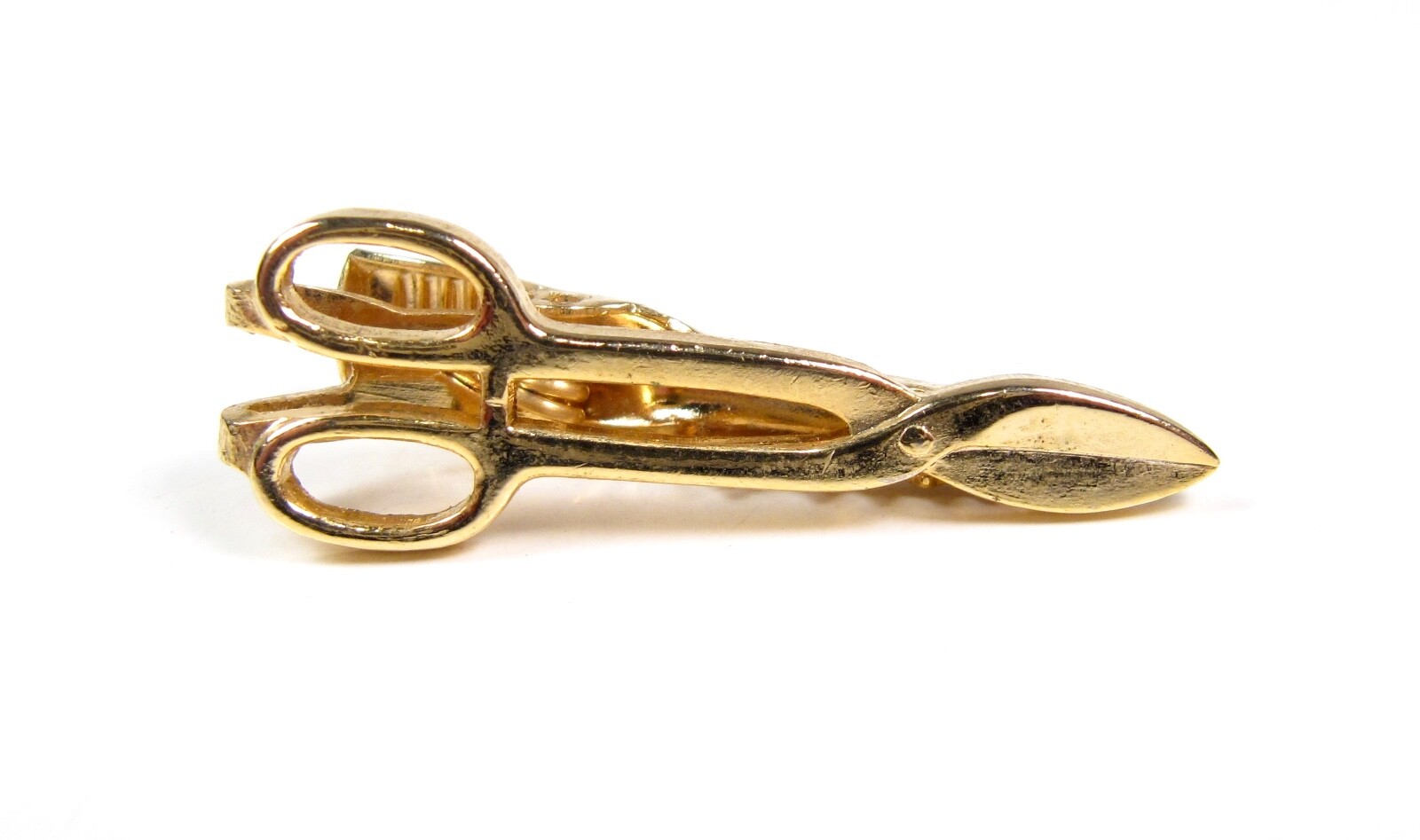 Vintage 1960s Gold Tone Tailor Scissors Tie Clip for Men-image