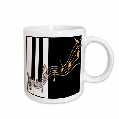 3dRose Gold Music Notes on Piano Keys Mug