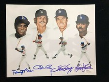 1977 Los Angeles Dodgers Signed Photo Baker Cey Garvey Smith 4 x 30 Home Run JSA