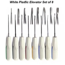 Set Of 8 White Plastic Elevator Tooth Extraction Luxating Oral Surgery Elevators