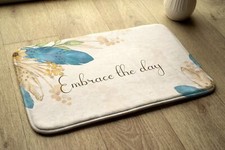 Bathroom Rug Anti-Slip Super Soft Absorbent - 90x60 cm - Flowers and feathers