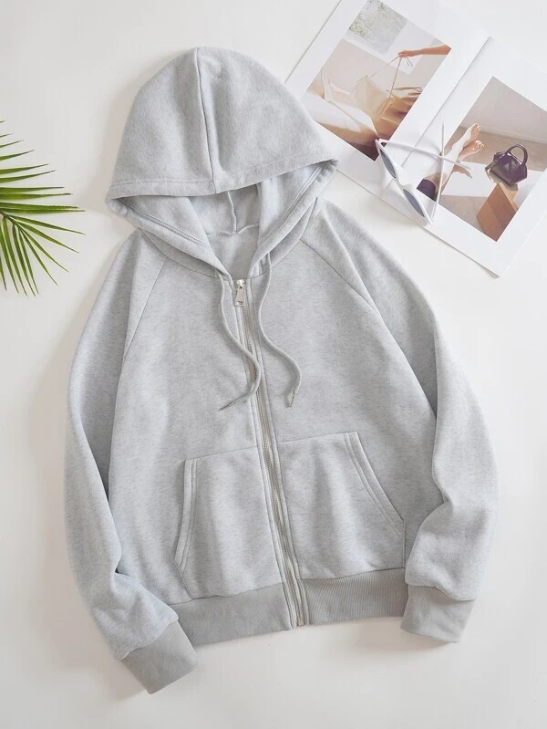 NEW SHEIN DRAWSTRING THERMAL LINED HOODIE WOMENS GREY JUMPER
