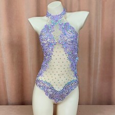 Sequin RAVE EDC Dancer Singer Carnival Dance Costume Night Club Bodysuit Leotard