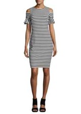 NEW CALVIN KLEIN ELEGANT BLACK WHITE STRIPED SHEATH DRESS WOMEN'S SIZE 4