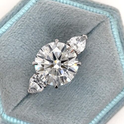 Three Stone Women's Ring 2Ct Round Lab Created Diamond 14K White Gold Plated