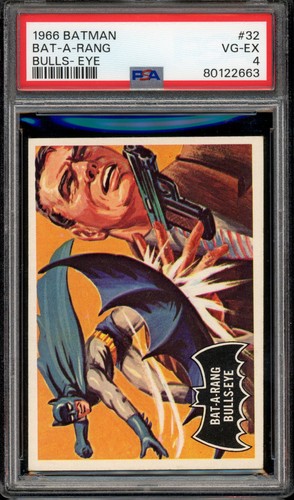 1966 Topps Batman Black Bat #32 Bat-a-Rang Bulls-Eye — PSA 4